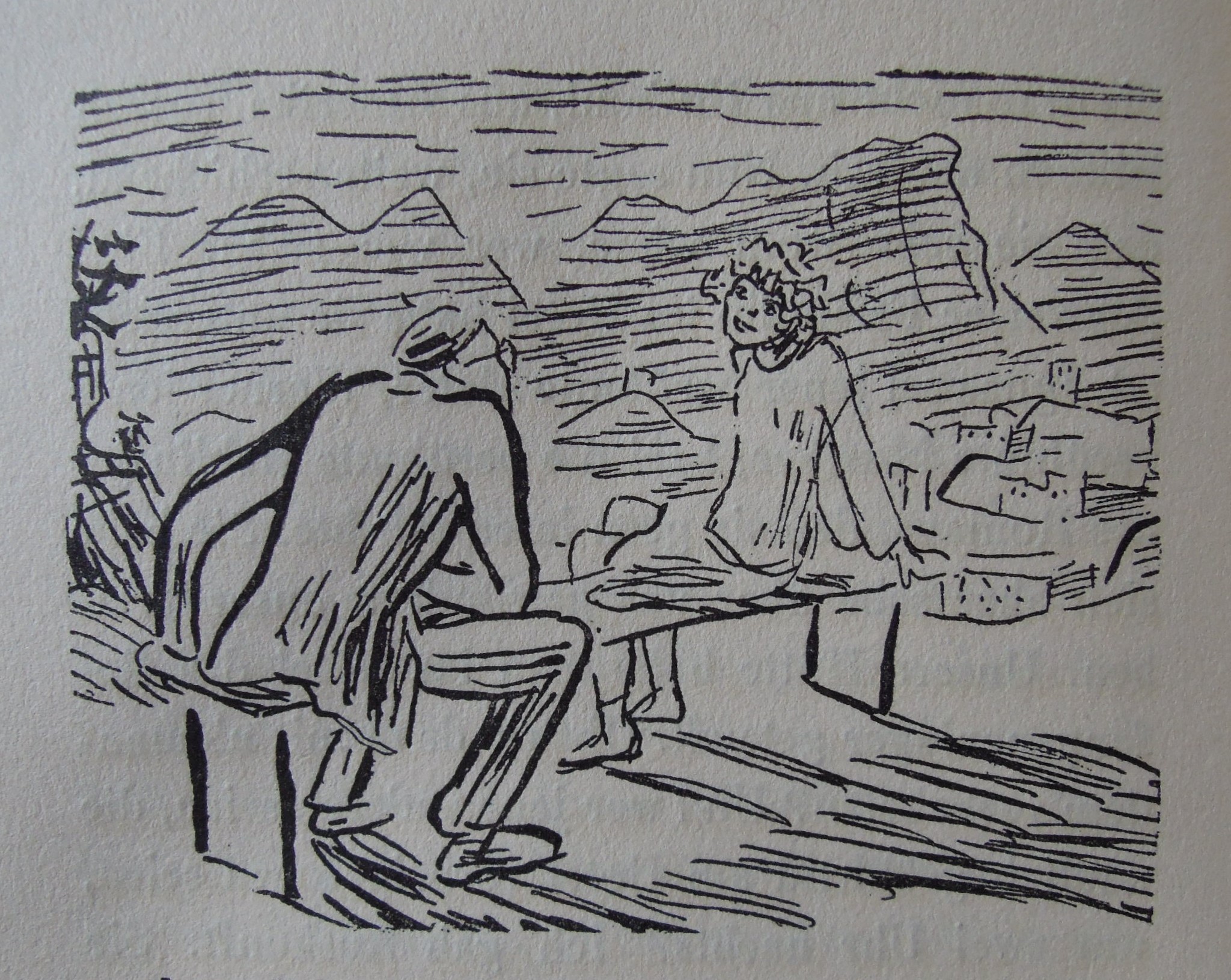 Humm, Das Linsengericht, 1928. Zeichnung von Ignaz Epper